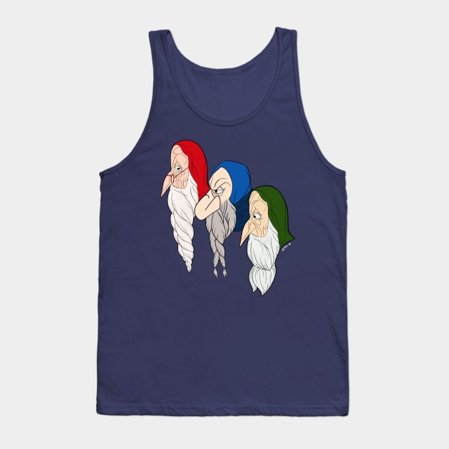 We Three Dwarves Tank Top by LeMae Macabre